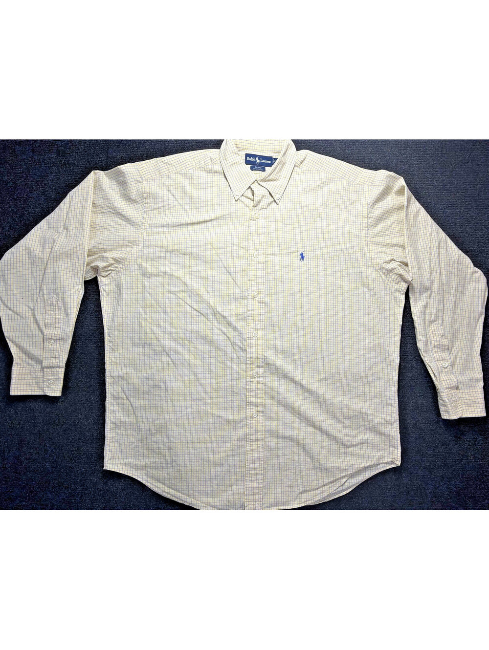 Ralph Lauren Blake Men's Long Sleeve Dress Shirt L Yellow & Blue Gingham